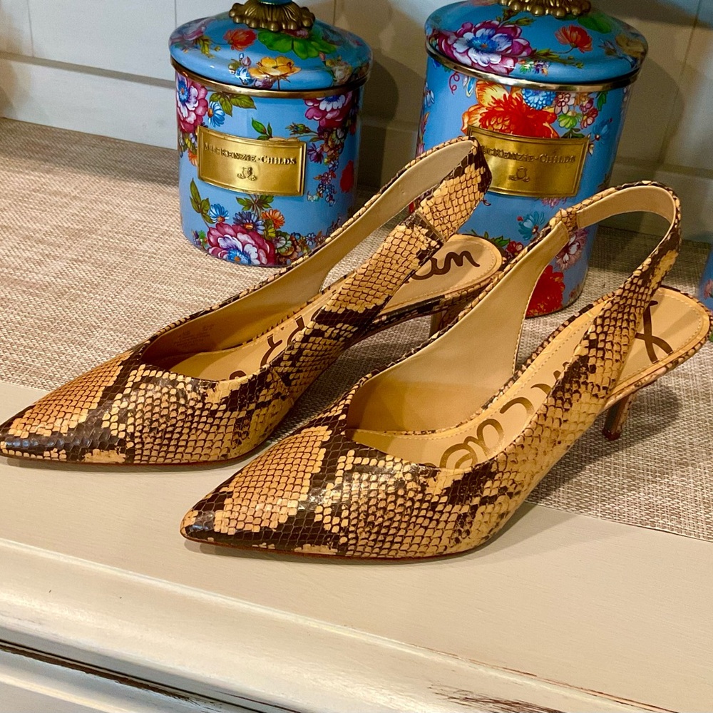 Sam Edelman Women's Snake Print Slingback Heels